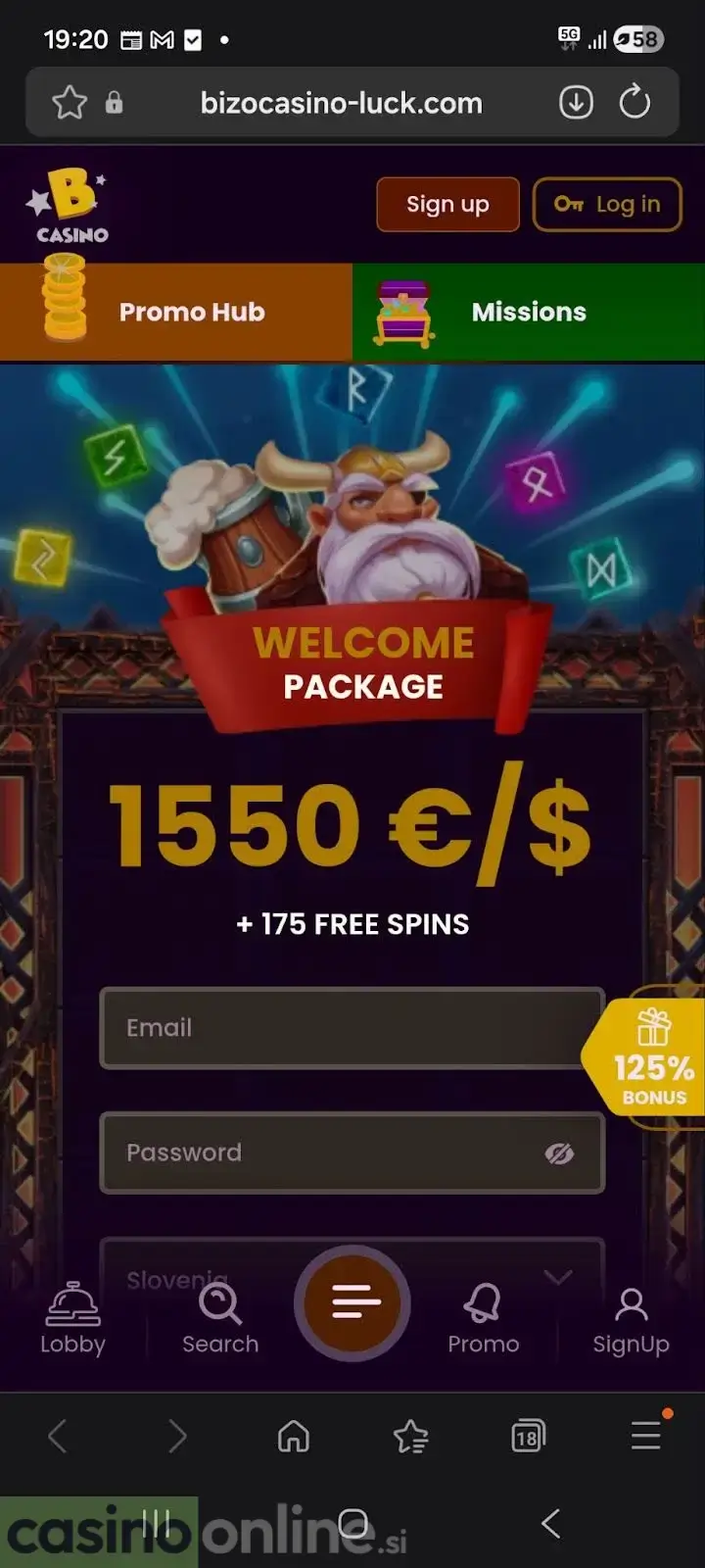 Bizzo welcome package 1.550 € 175 BV