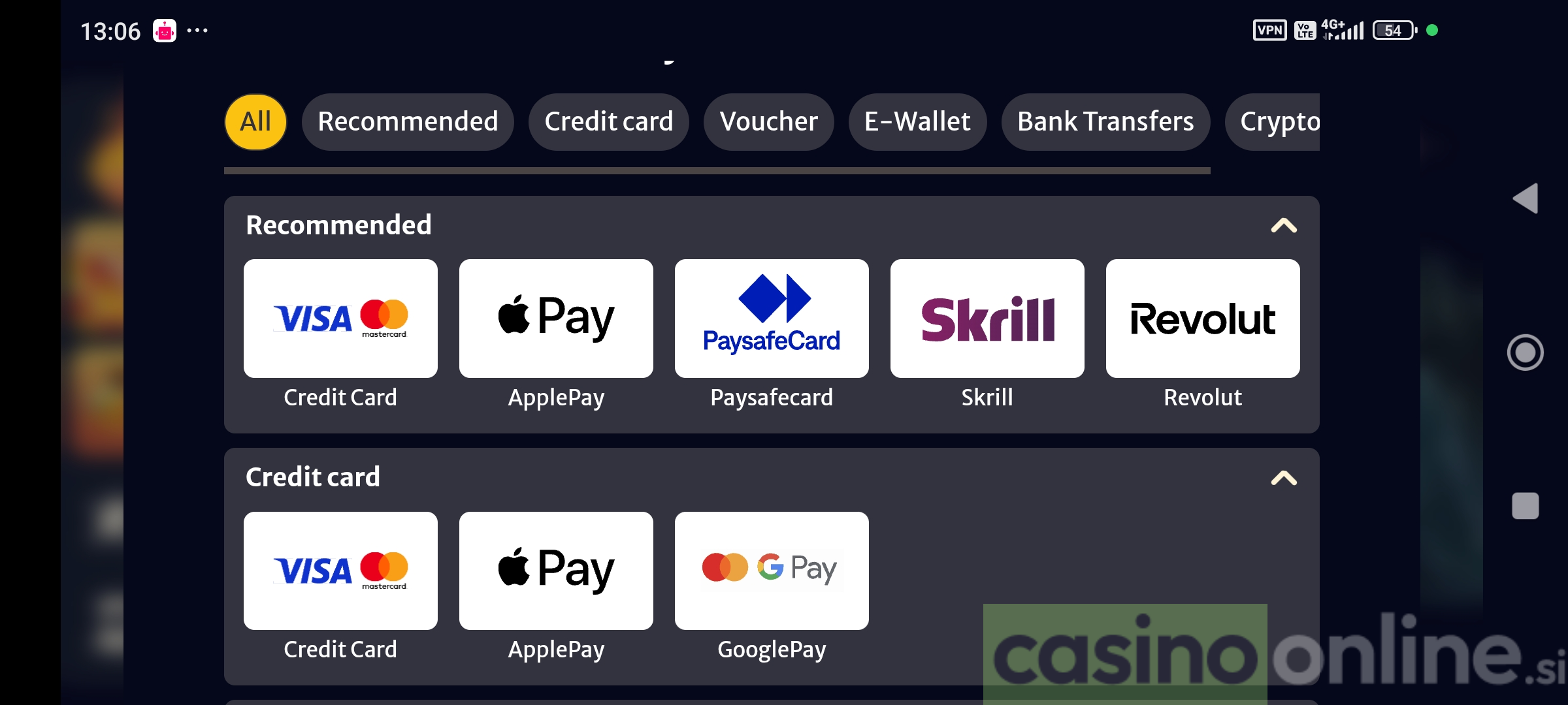 Kliknite Revolut med plačilnimi metodami