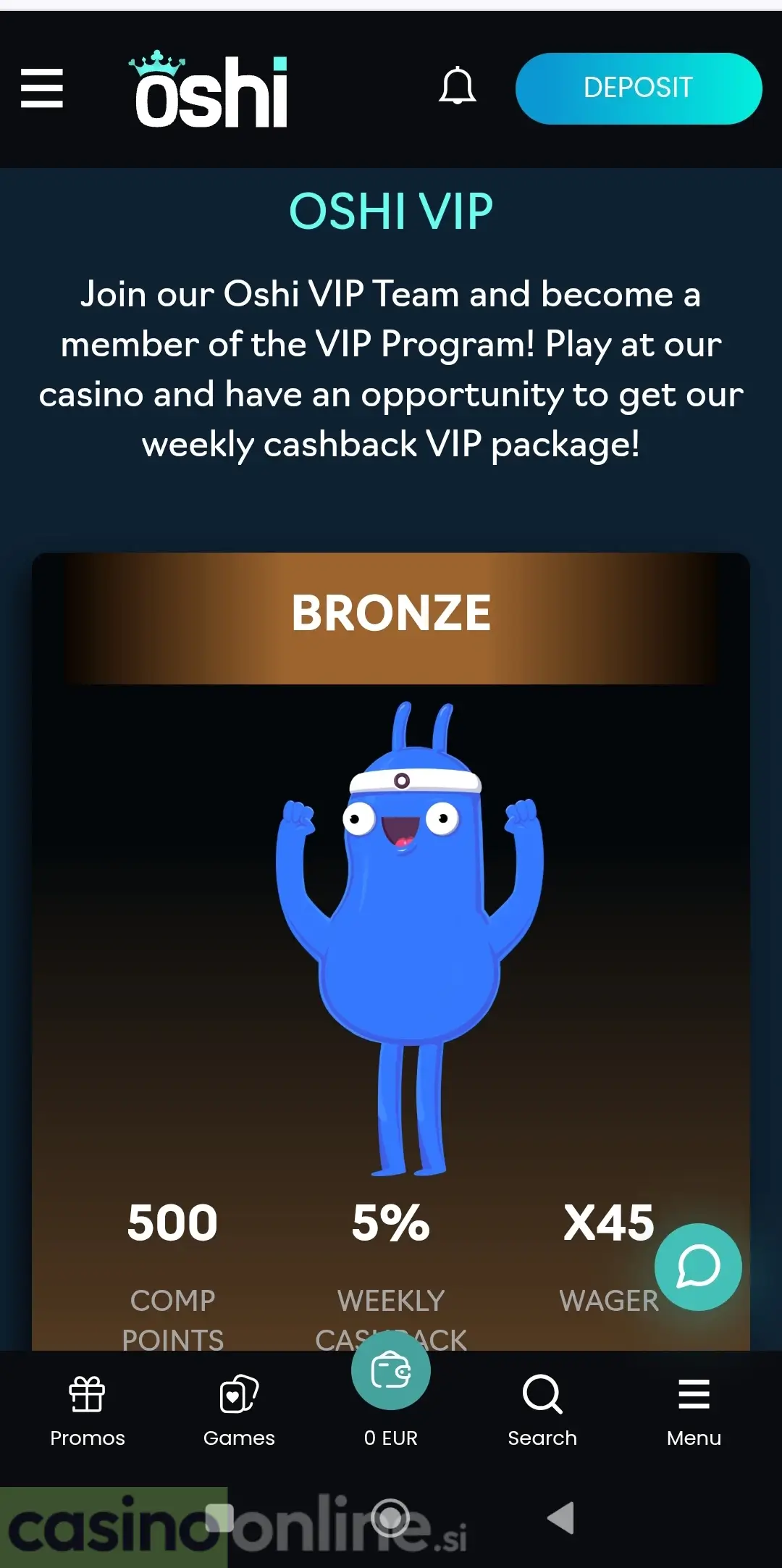 Oshi VIP program z Bronze stopnjo