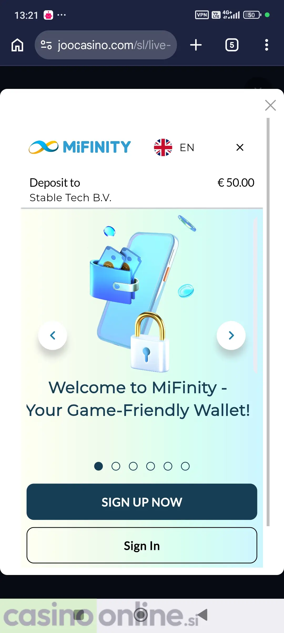 Potrdite pri MiFinity