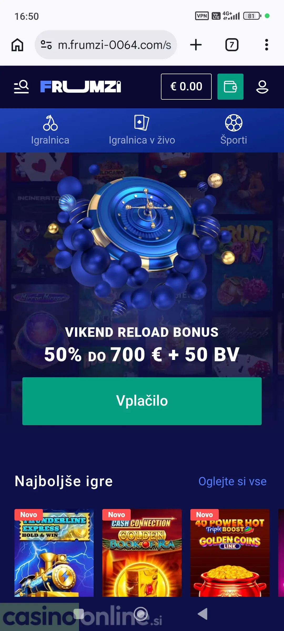 Prijavite se in odprite blagajno