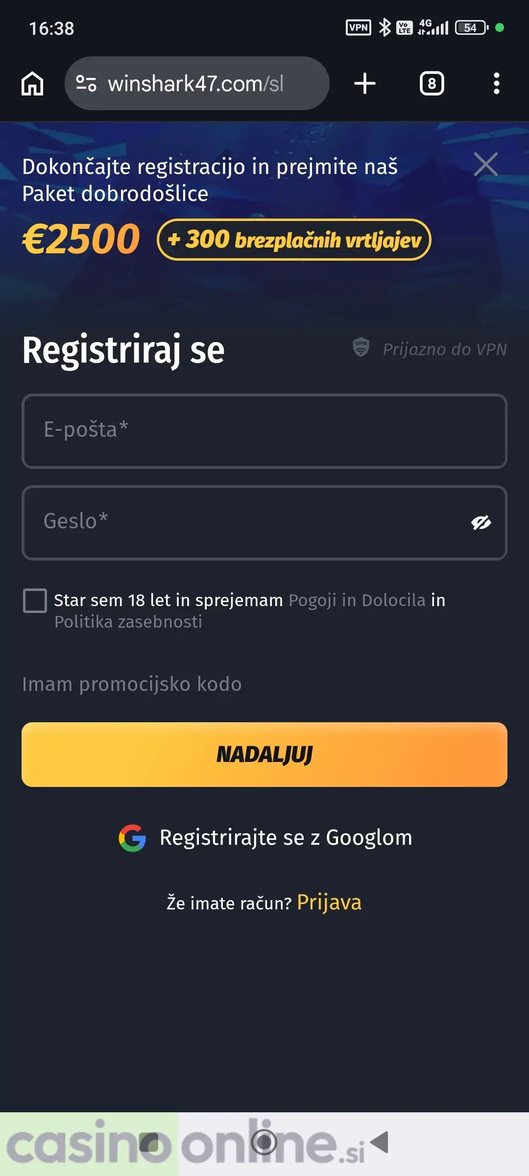 Registracija ali prijava