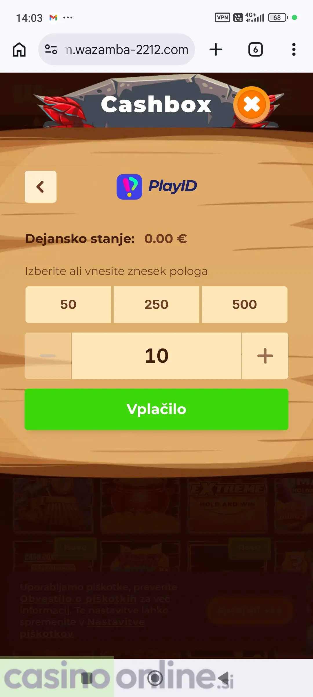 Vnesite znesek