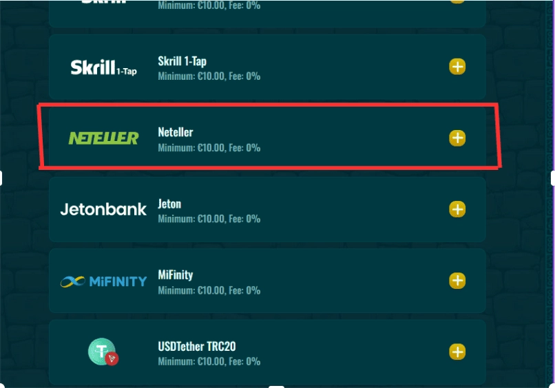 Kliknite na Neteller kot plačilno metodo