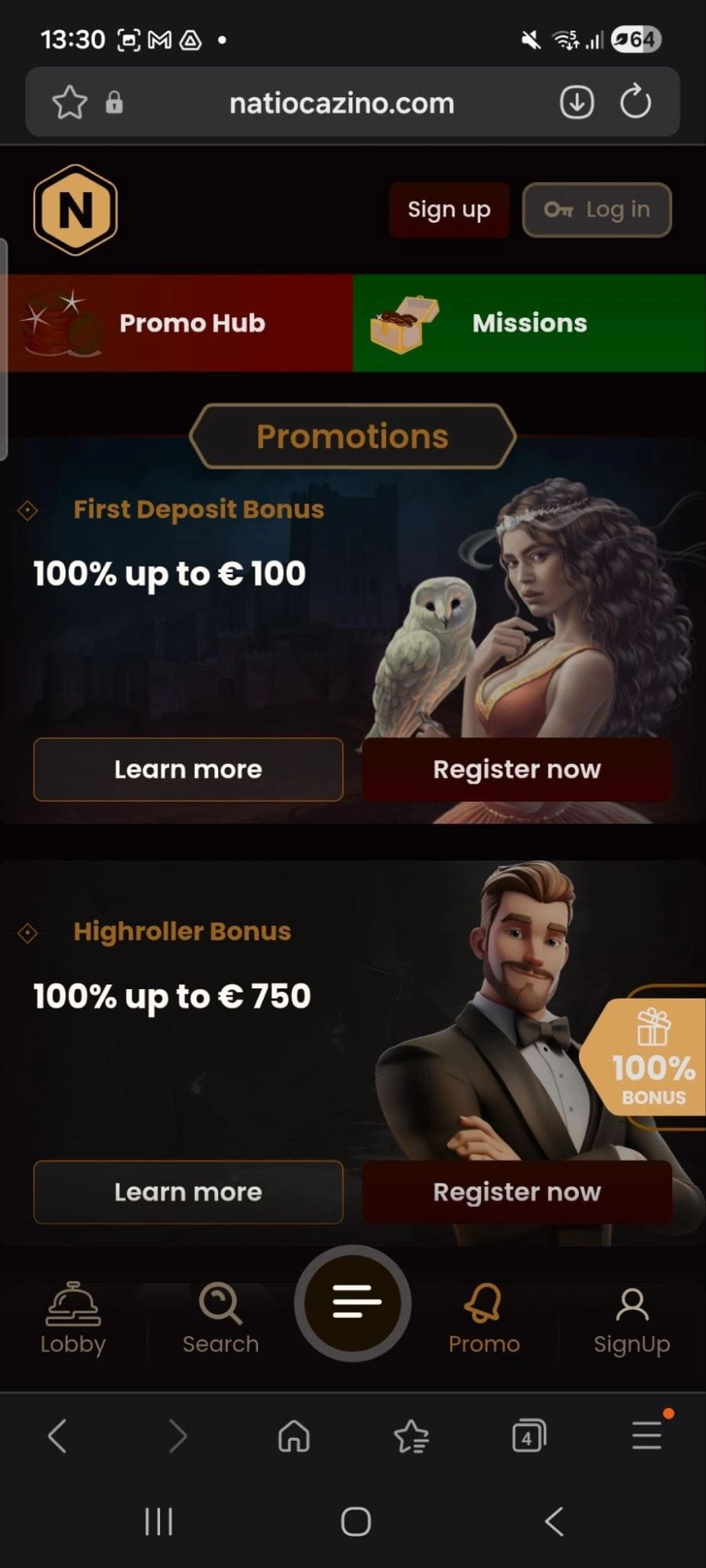 National Casino – promo do €100 ali €750 bonus