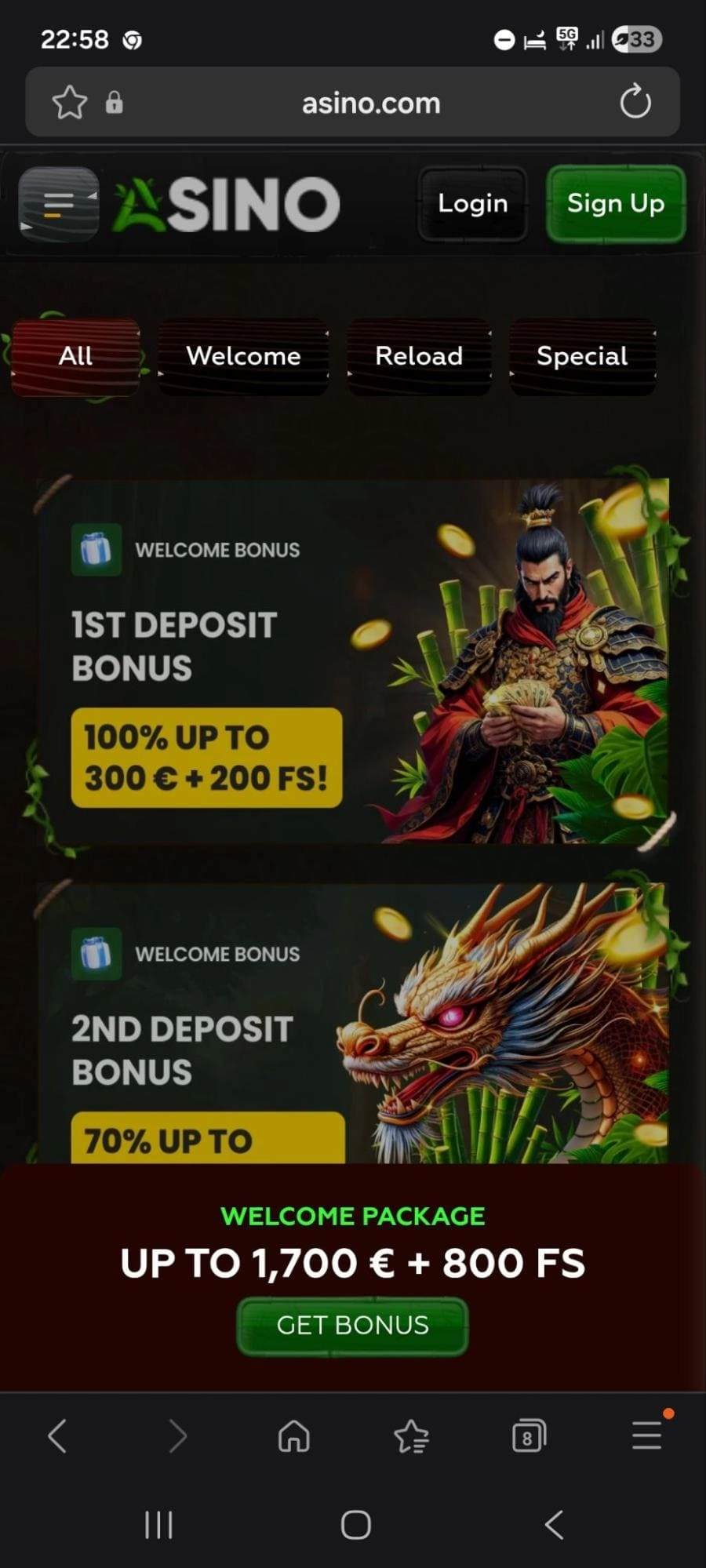 Asino casino Slovenija ponuja različne bonuse