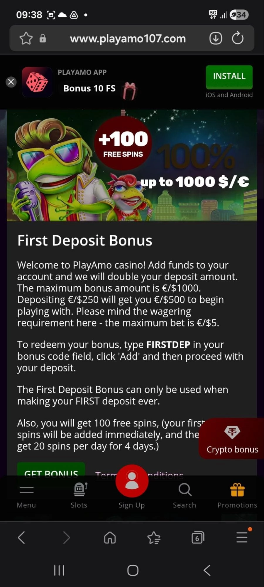 Platforma Playamo ponuja konkurenčen bonus dobrodošlice