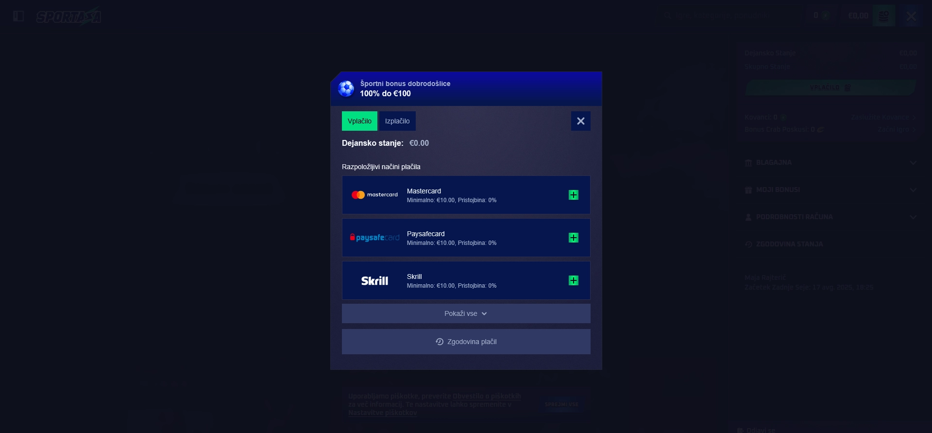 Pojdite v razdelek ‘Blagajna’
