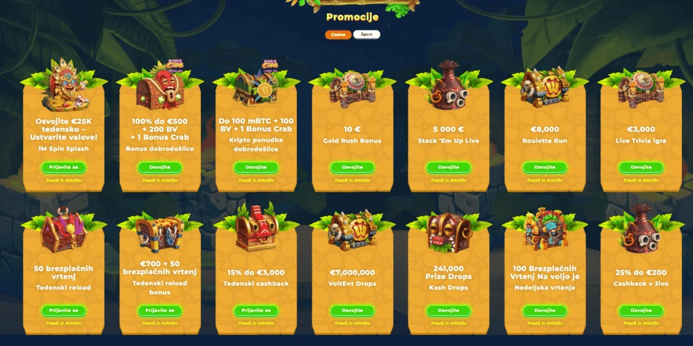 Aktivirajte bonus na strani s promocijami