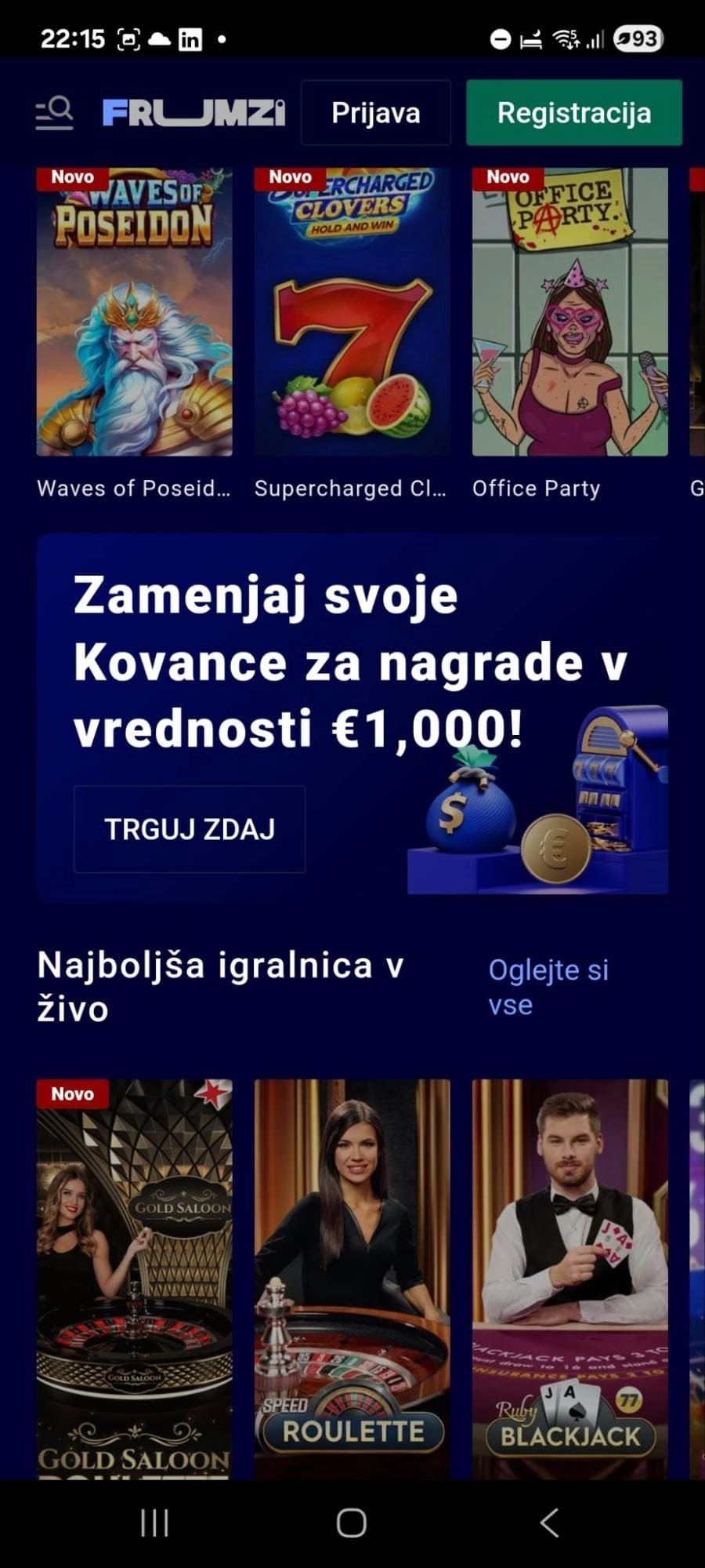 Frumzi live casino