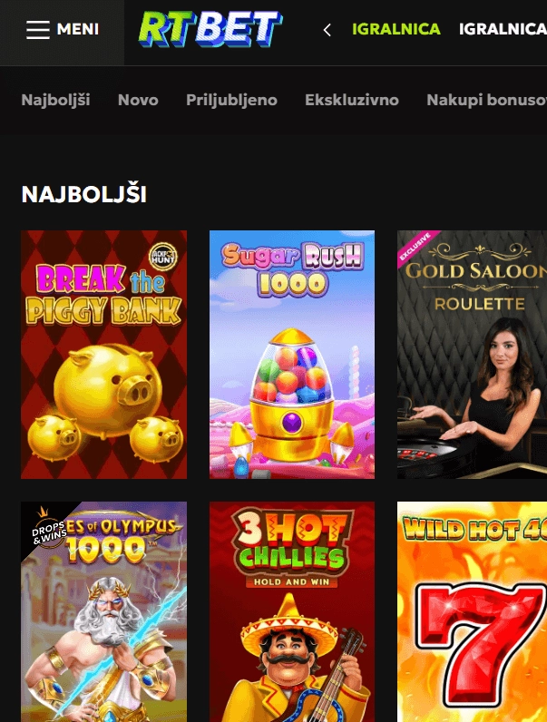 Igre v igralnici RTbet
