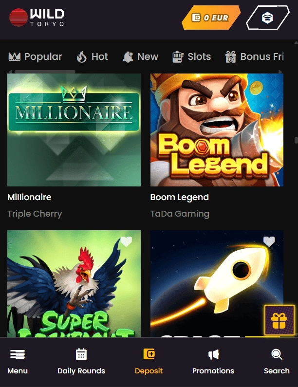 Igre v igralnici Wild Tokyo