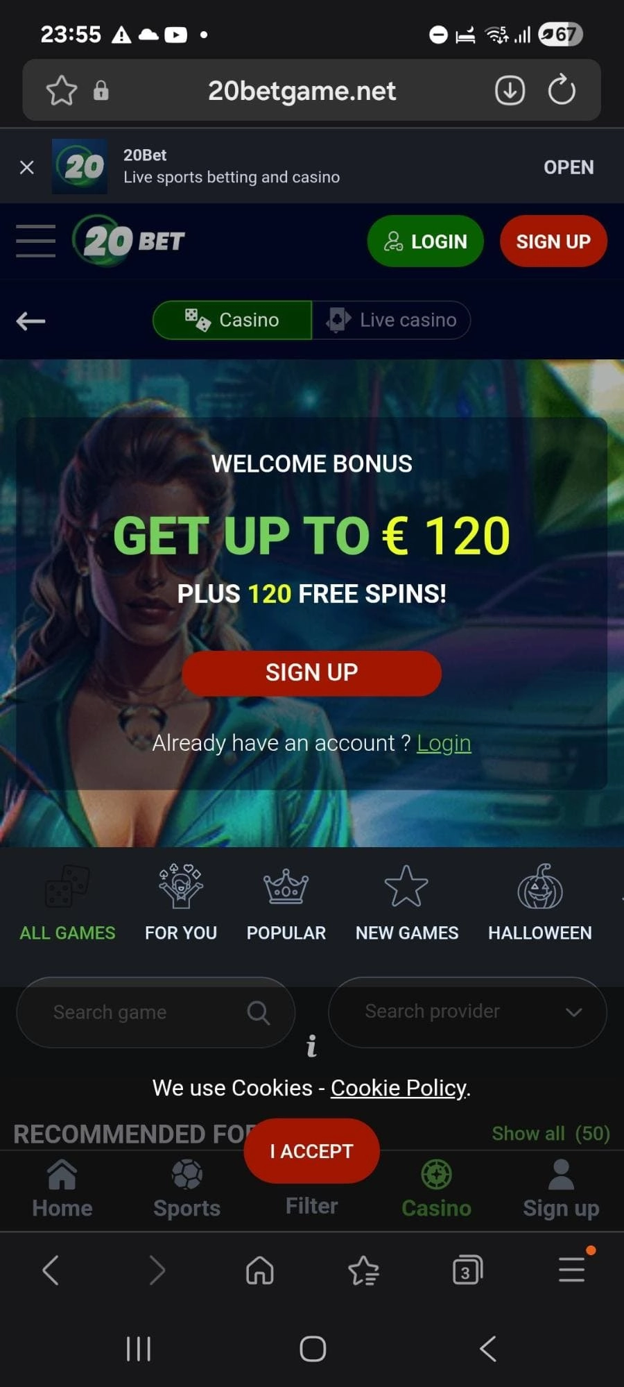 20Bet Casino dobrodošel bonus
