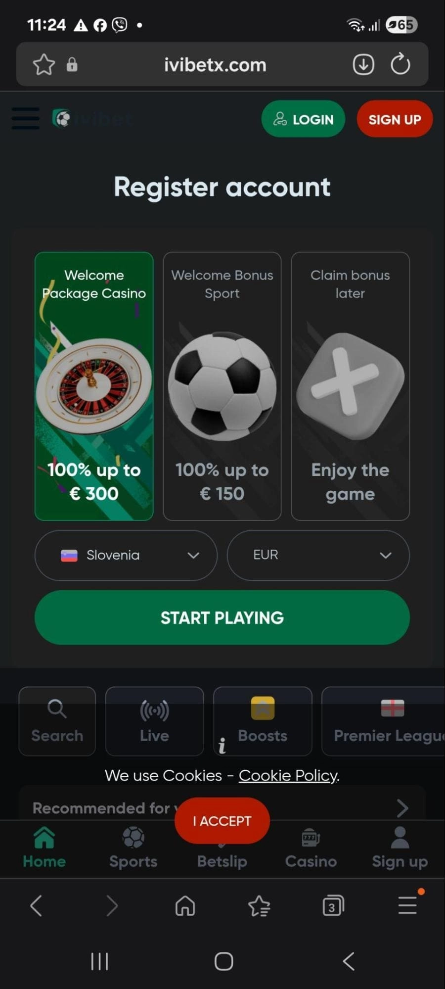 Ivibet Casino register account