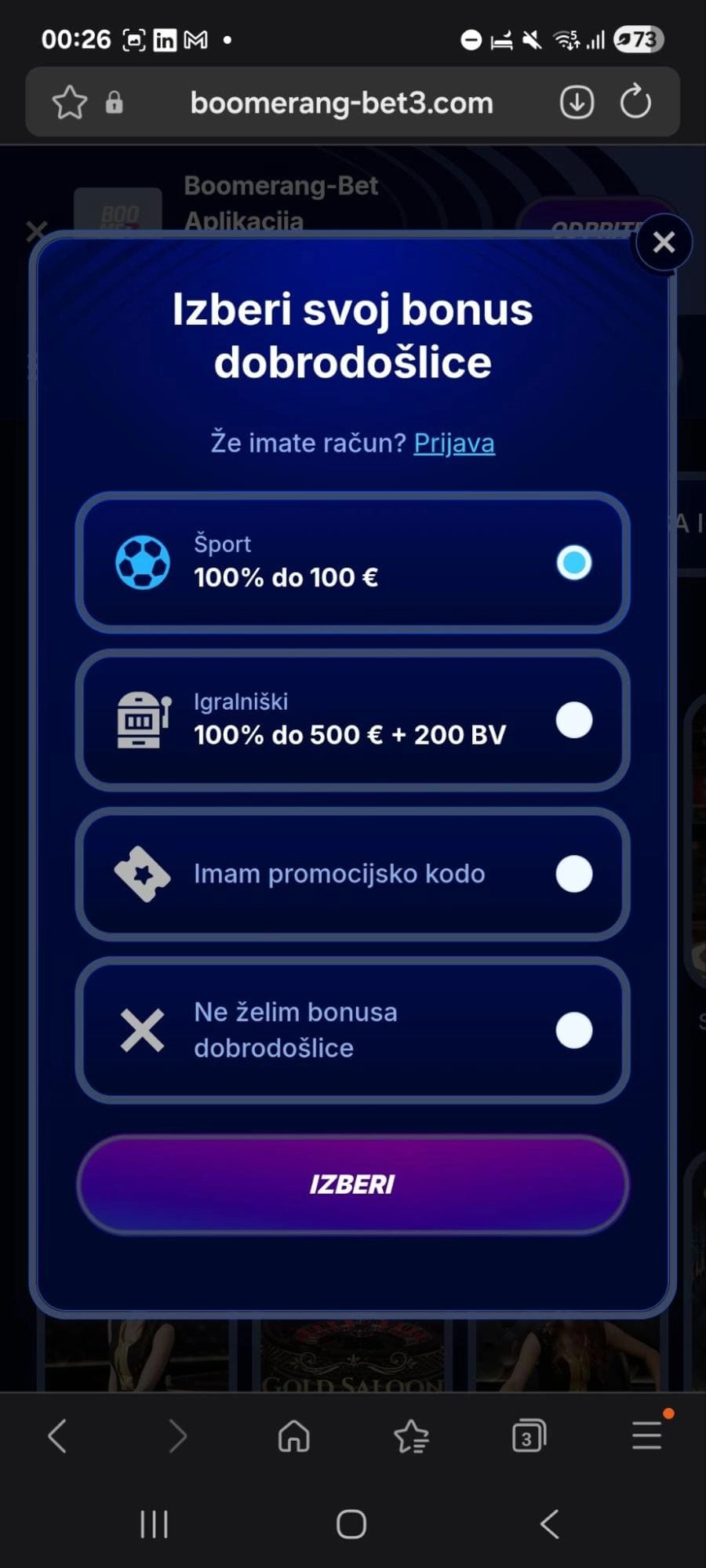 Boomerang Bet igralni avtomati