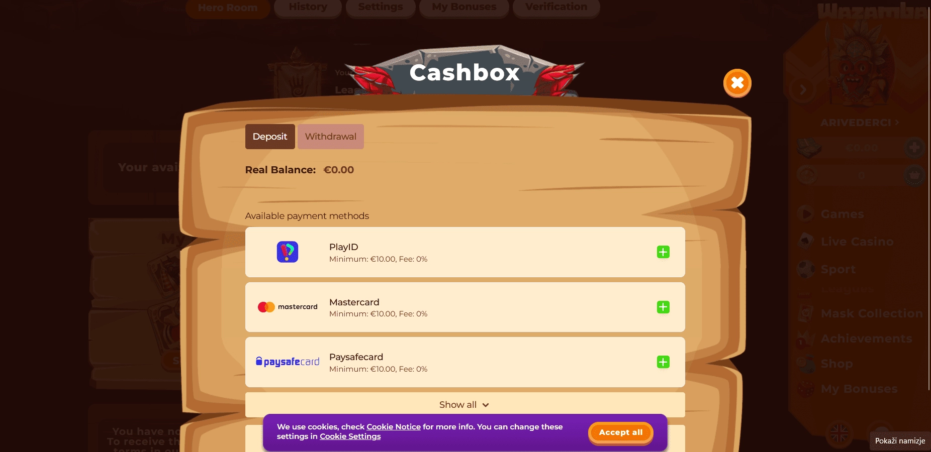 Pomaknite se do razdelka Blagajna